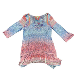 Energe World Wear Boho Tunic Top Mandala Pattern Y2K VTG Women's Large